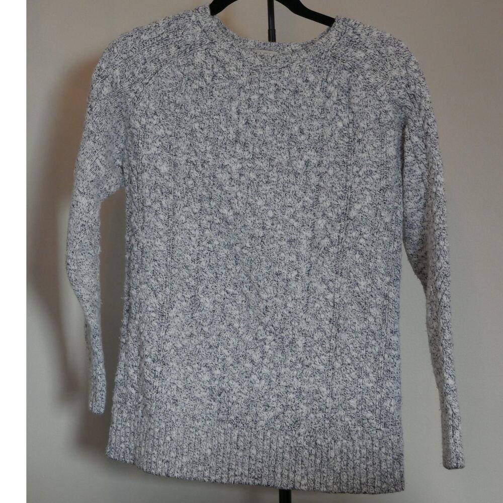 LL Bean Gray Marled 100% Cotton Sweater Size Medium